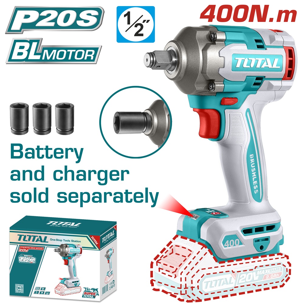 Llave De Impacto Total 20v De 1/2" 400nm
