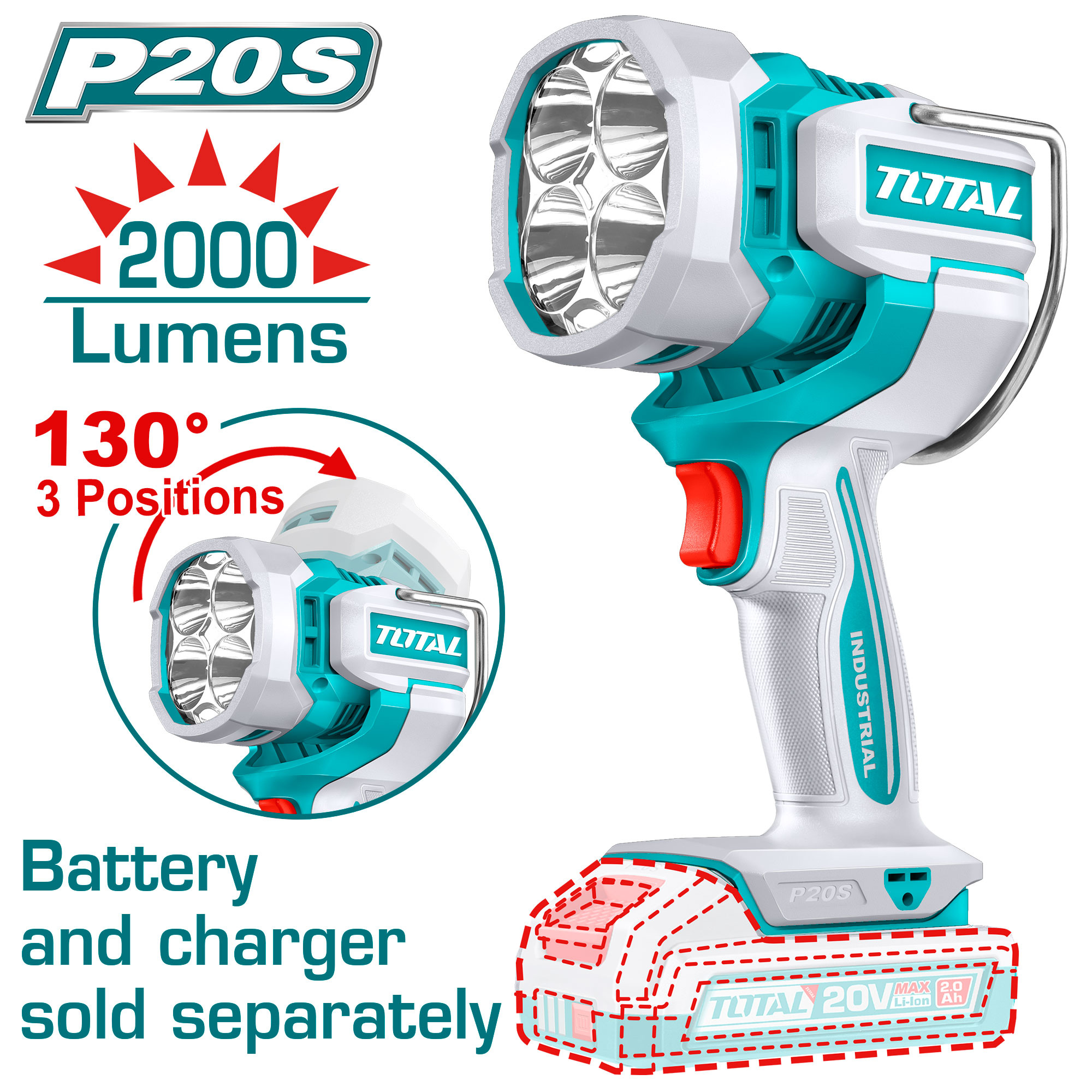 Lampara De Trabajo Total 20v 2000lumens