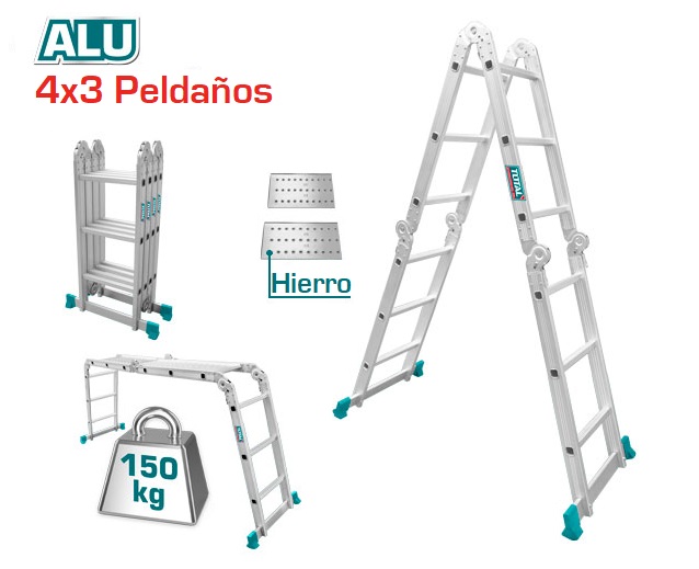 Escalera Total Multi Aluminio 4x3 Peldaños